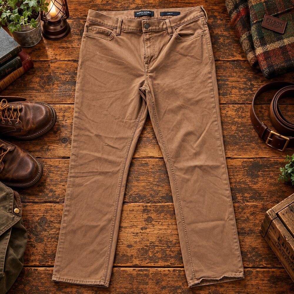 Banana Republic Traveler Pants Mens Slim Fit Brown Stretch Twill Chino 744271